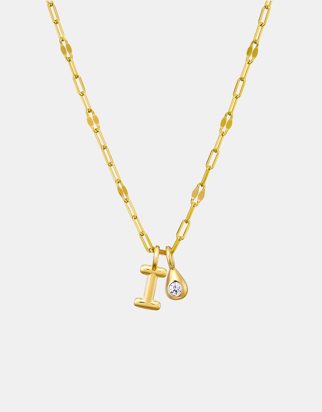Zoe Olivia - 14K Gold Vermeil Imprint Initial I Cubic Zirconia Necklace