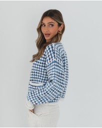 Esther & Co - Aica Cardigan - Blue Print