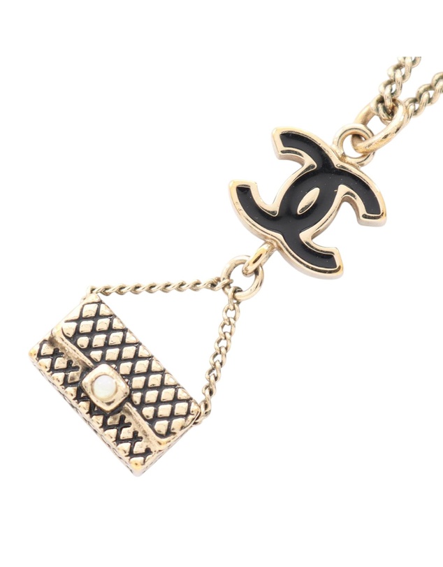 Pre-Loved by Azura Reborn - Pre-Loved CC Gold Plated Enamel Flap Bag Pendant Necklace