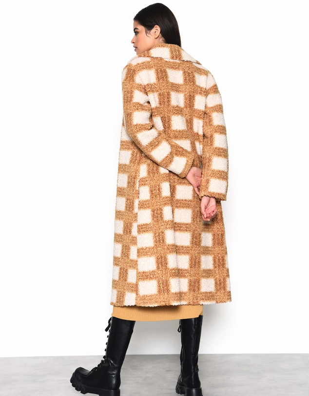 Glamorous - Camel tartan long coat