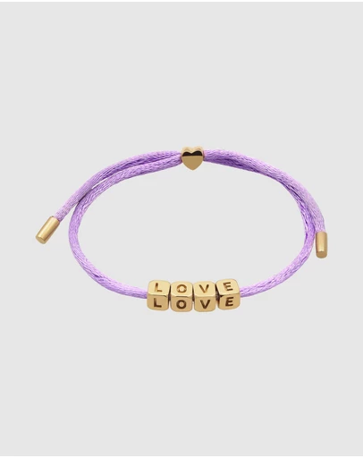 Elli Jewelry - LOVE Charm Purple Satin Bracelet
