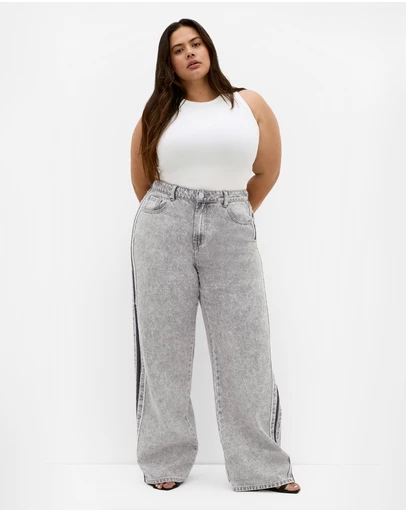 City Chic - Harley Fit Leila Side Stripe Wide Leg Jean