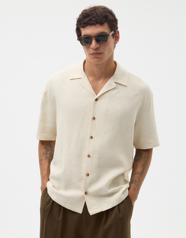 AERE - Textured Camp Collar Shirt
