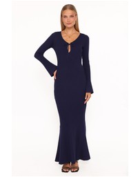 Petal & Pup - Desley Knit Long Sleeve Maxi Dress - Navy