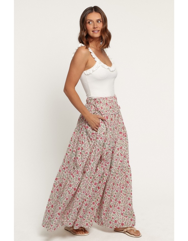 Petal & Pup - Dakari Smocked Waist Maxi Skirt - Pink Green Floral