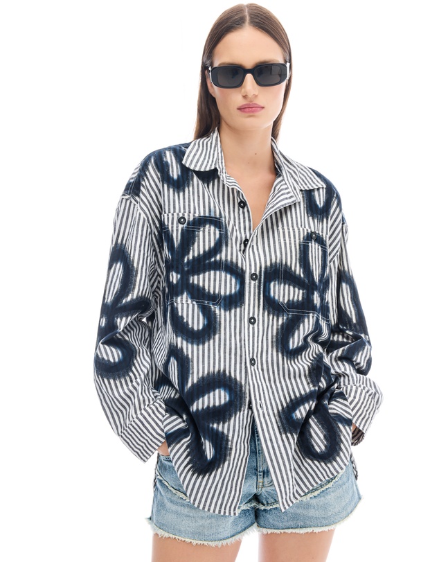 THE TALES - Floral Street Hand Spray Stripe Shirt