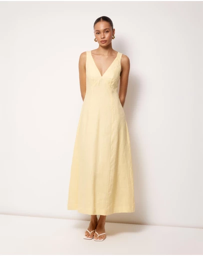 AERE - Haven Linen Beaded Midi Dress