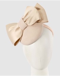 Max Alexander - Felt Beige Winter Pillbox Fascinator with Bow