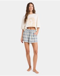 Roxy - Dylan Check Elastic Waist Shorts