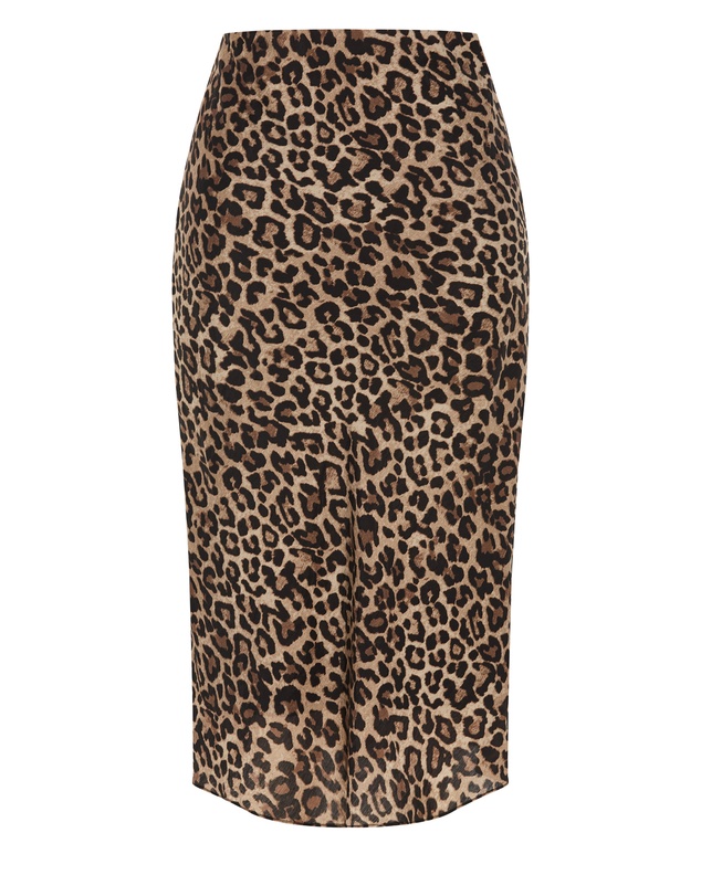 City Chic - Kyra Leopard Print Midi Skirt