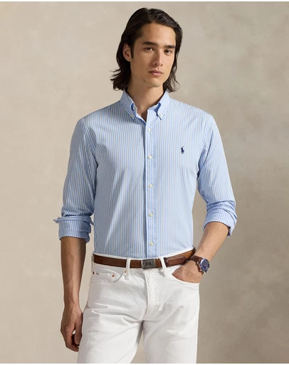 Polo Ralph Lauren - Custom Fit Striped Stretch Poplin Shirt - ICONIC EXCLUSIVE