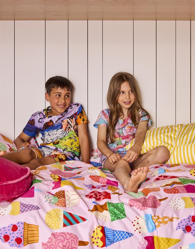 Kip&Co - Space Mountain Kids Organic Cotton Short Sleeve Tee and Shorts Pyjama Set