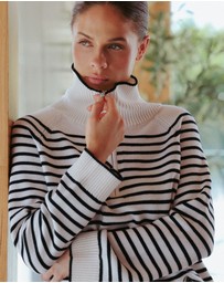 IDA+S - Ines Merino Stripe Quarter-Zip Knit