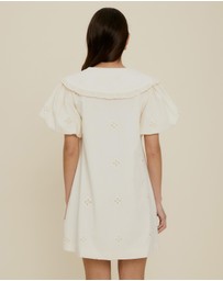 The Fated - Esther Tie Front Broderie Mini Dress