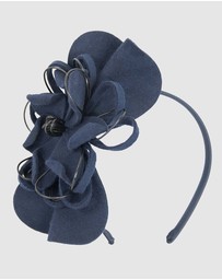 Max Alexander - Felt Navy Flower Winter Racing Fascinator