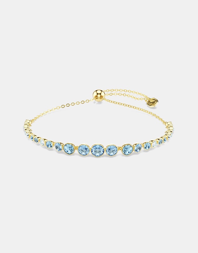 Swarovski - Imber Bracelet, Round Cut, Blue, 18K Gold Finish