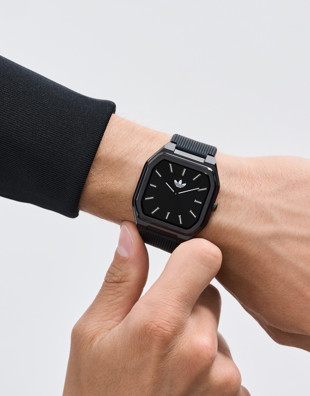 adidas Originals - City Tech Square 39mm Black Silicone Strap Watch