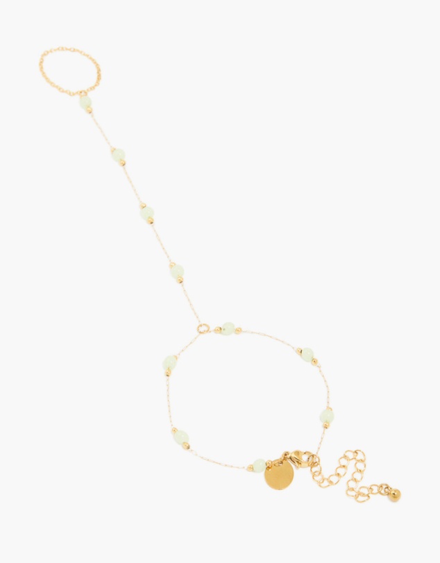 Lovisa - Waterproof Gold Plated Stainless Steel Green Jade Semi Precious Stone Hand Chain