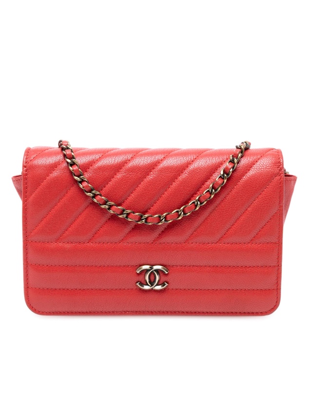 Pre-Loved by Azura Reborn - Pre-Loved Quilted Goatskin Diagonal Wallet On Chain