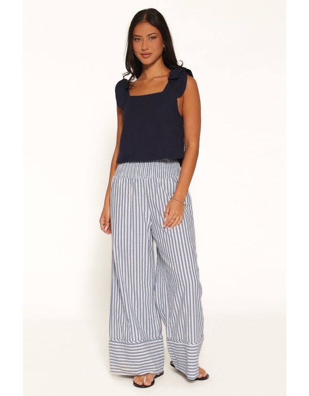 Petal & Pup - Callina Wide Leg Culotte Pants - Blue/White Stripe