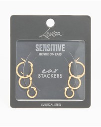 Lovisa - Gold Plated Surgical Steel Clasp Hoop Earrings 2-Pack
