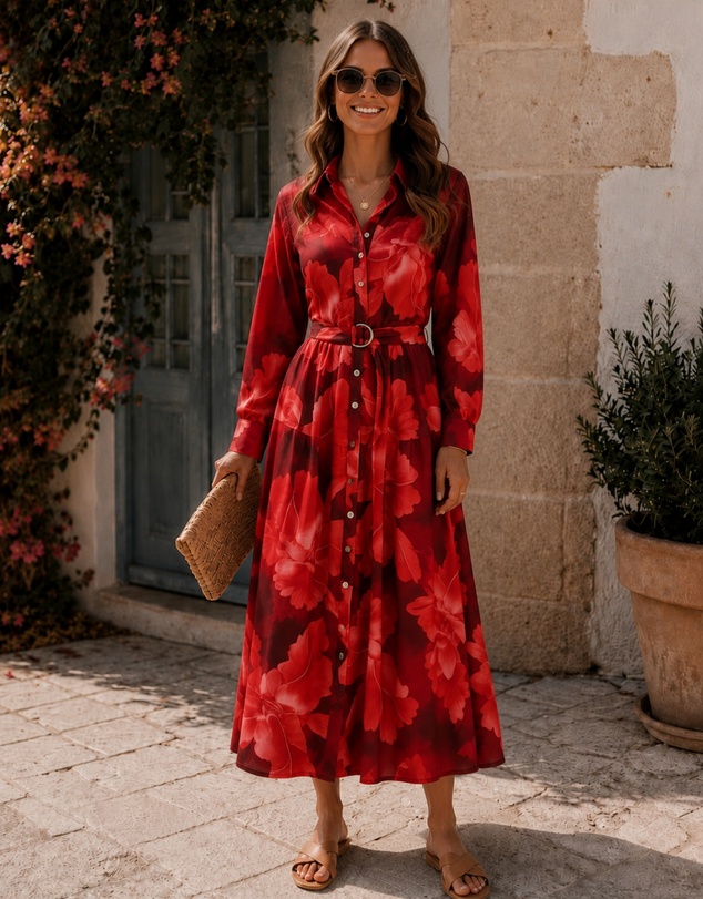 Esther & Co - Zirella Dress - Red Floral