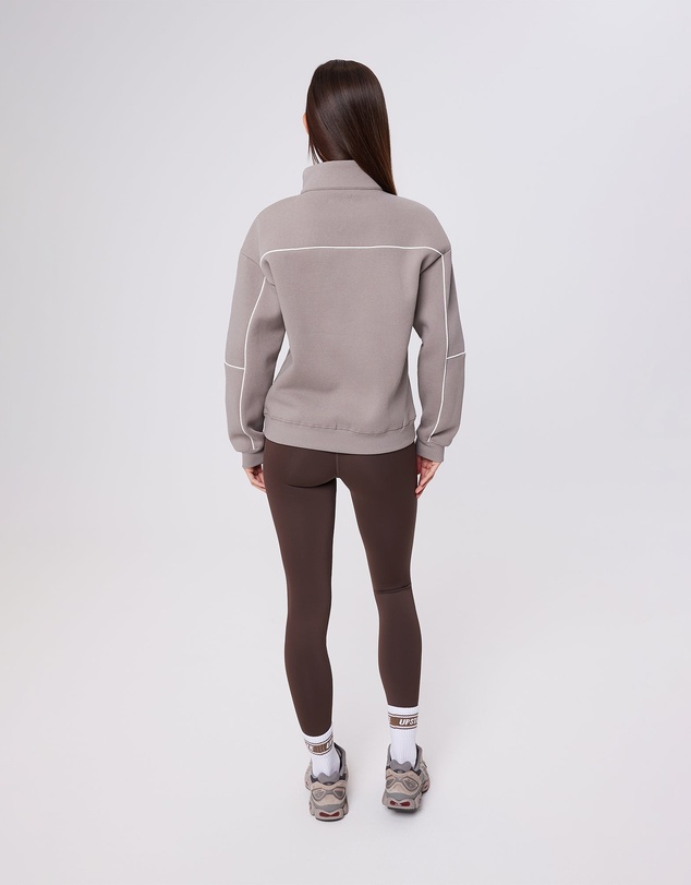 Upstate - Half Zip Pannelled Crew - Cinder