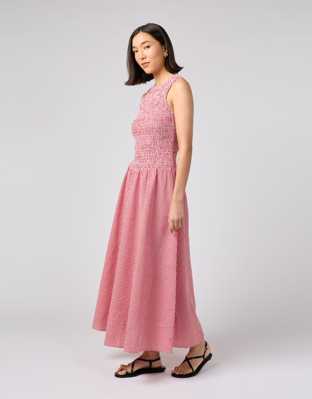MVN - Gingham Shirred Dress