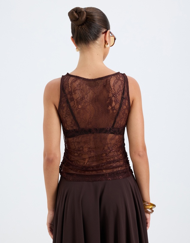 Calli - Penny Sheer Lace Ruched Top