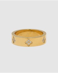 Lovisa - Waterproof Gold Plated Stainless Steel Cubic Zirconia Flower Band Ring