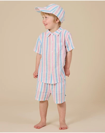 Goldie + Ace - Playtime Stripe Noah Shorts- ICONIC EXCLUSIVE- Babies-Kids