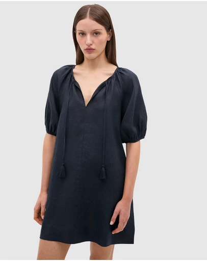 Seed Heritage - Linen Tie Neck Mini Dress
