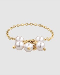 Elli Jewelry - Ring Pearl Flower Everyday 925 Sterling Silver Gold-Plated
