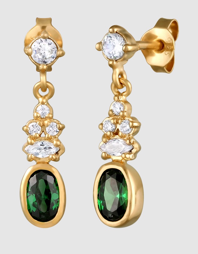 Elli Jewelry - Zirconia Stud Earrings in Gold-Plated 925 Silver