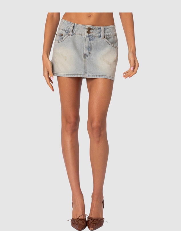 EDIKTED - Rumble Washed Denim Mini Skirt
