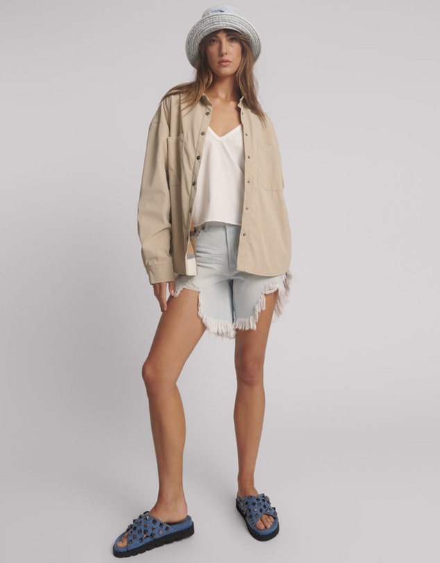 ONE TEASPOON - Studded Heart Faux Leather Daria Jacket - Stone