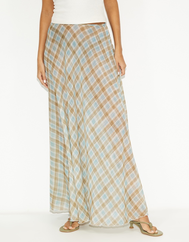 Dazie - Afloat Check Maxi Skirt