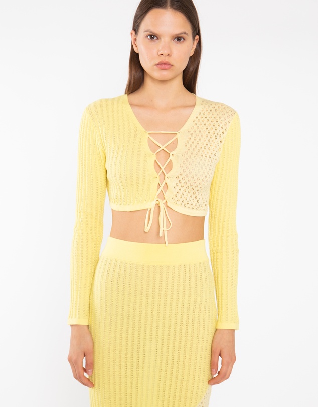 Glamorous - Lace-Up Front Knitted Top