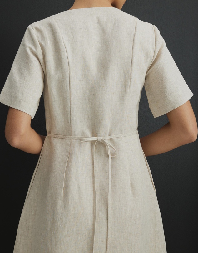 AERE - Camille Linen Button Down Midi Dress
