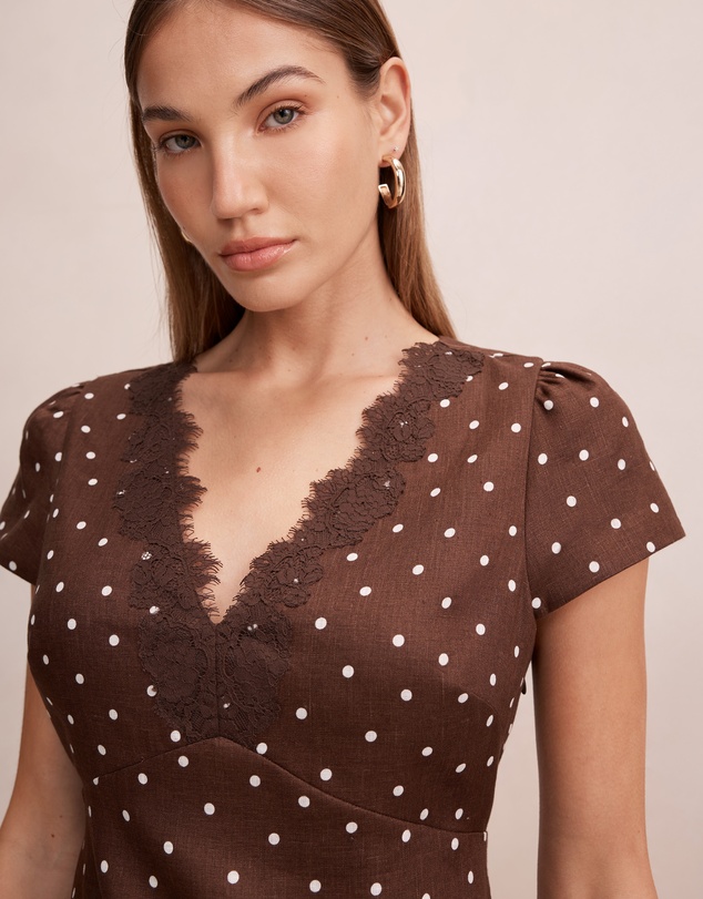 Forever New - Lexi Lace Trim Linen Mini Dress