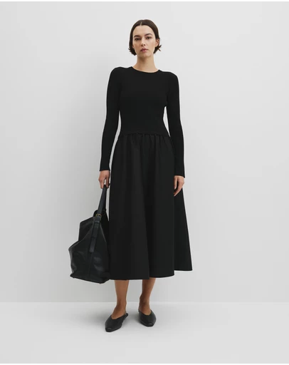 Country Road - Long Sleeve Mix Media Knit Dress