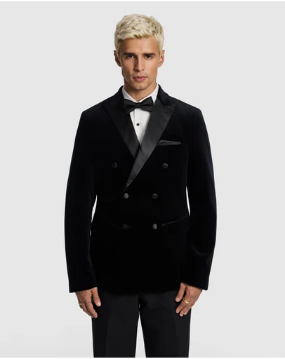 yd. - Benedict Double Breasted Velvet Blazer
