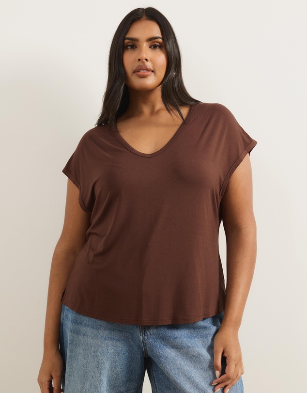 Atmos&Here Curvy - Cap Sleeve Scoop Neck T-Shirt In Jersey