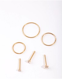 Lovisa - Gold Cubic Zirconia Nose Ring 6-Pack
