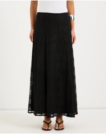 Calli - Selene Sheer Check Maxi Skirt