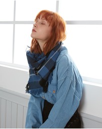 Ozwear Connection Uggs - Ugg Fringed Check Wool Scarf Blue and Check