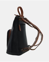 Milleni - Milleni Ladies Genuine Leather Twin Zip Backpack