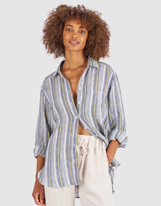 CAMIXA - Poppy Oversized Striped Linen Shirt