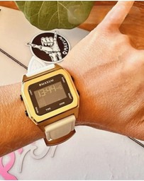Maxum - Raglan Tide Watch – Gold Case, Black Dial & White Silicone Strap