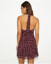 Dazie - Elodie Polka Dot Halter Mini Dress